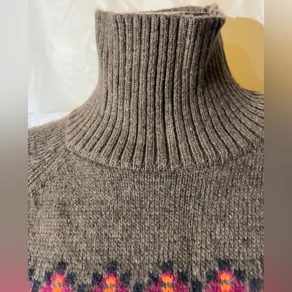Lou & Grey for Loft Multicolor Patterned Turtleneck Knit  Sweater Size M - Picture 3 of 9